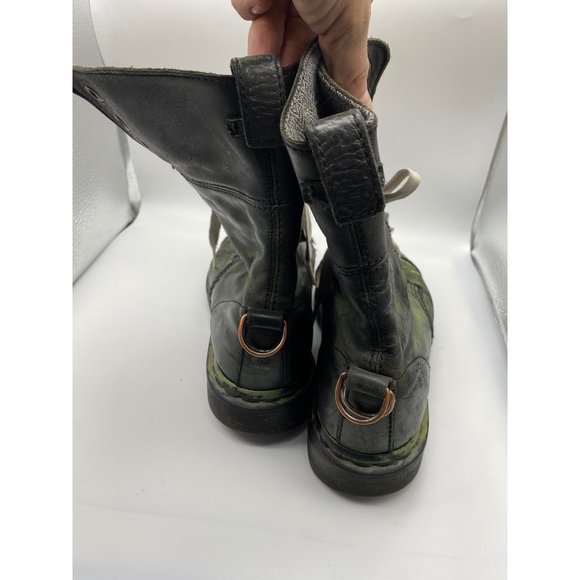 Dr. Martens Aimilita BLACK GREEN Leather Boots Womens SIZE 8 Combat Foldover DI - Picture 5 of 9